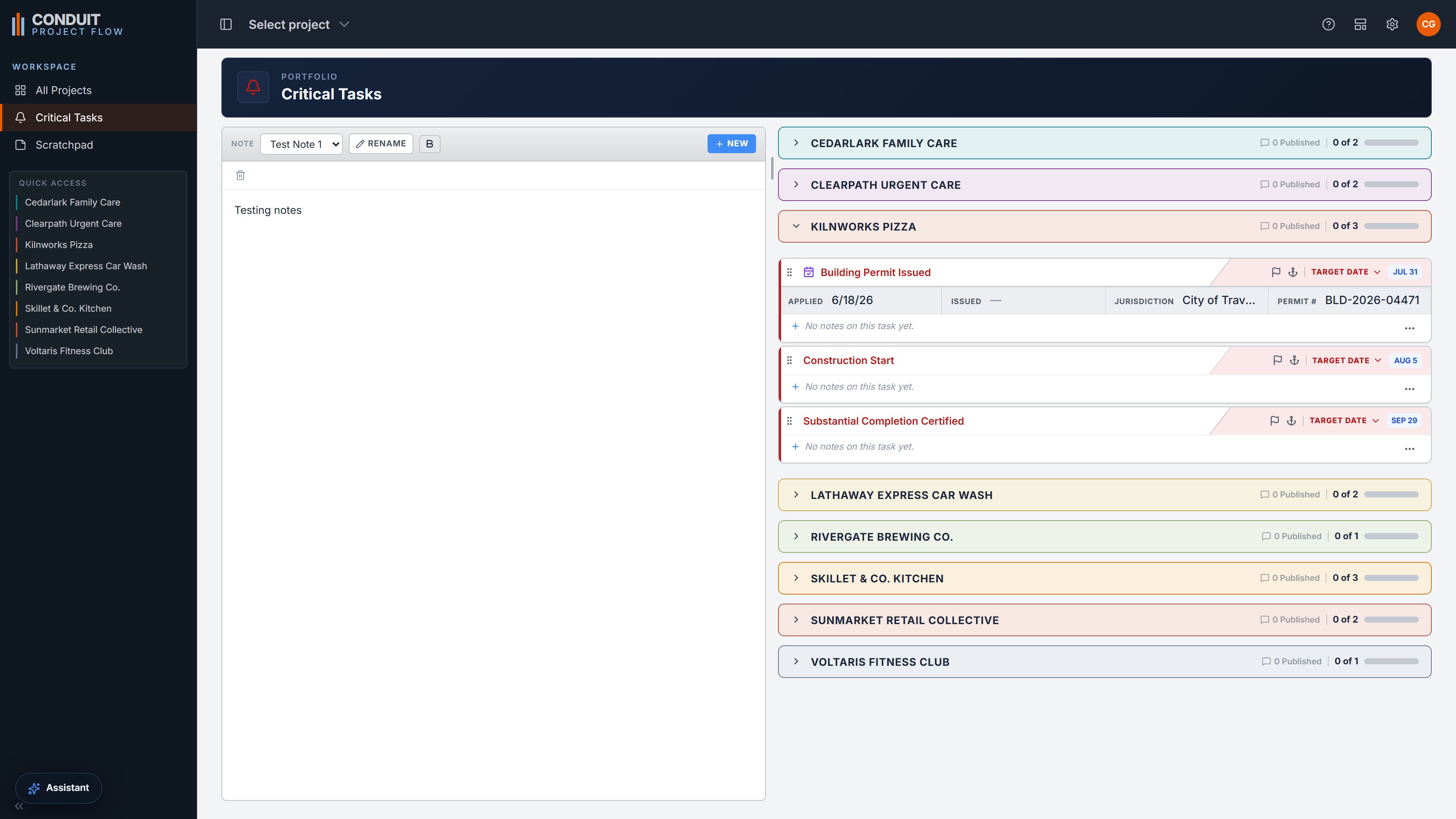 Cross-project Critical Tasks